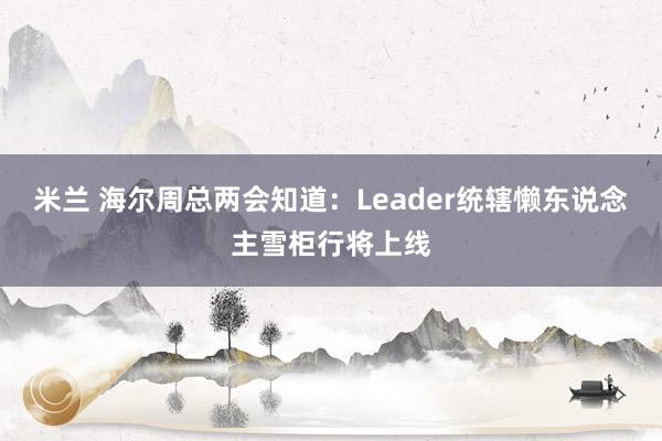 米兰 海尔周总两会知道：Leader统辖懒东说念主雪柜行将上线
