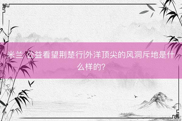 米兰 公益看望荆楚行|外洋顶尖的风洞斥地是什么样的？